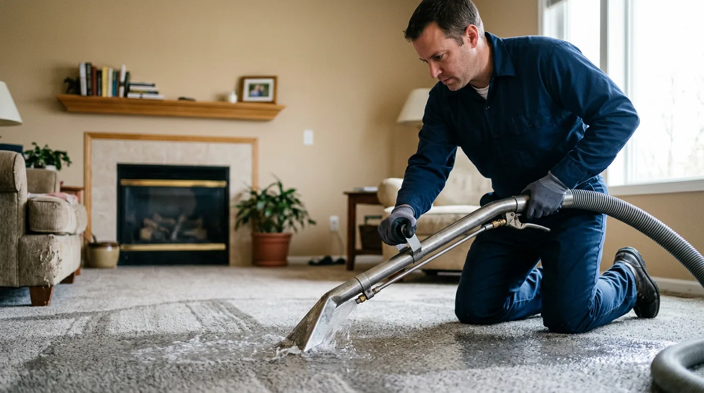Water damage restoration technician working near Vinita, OK